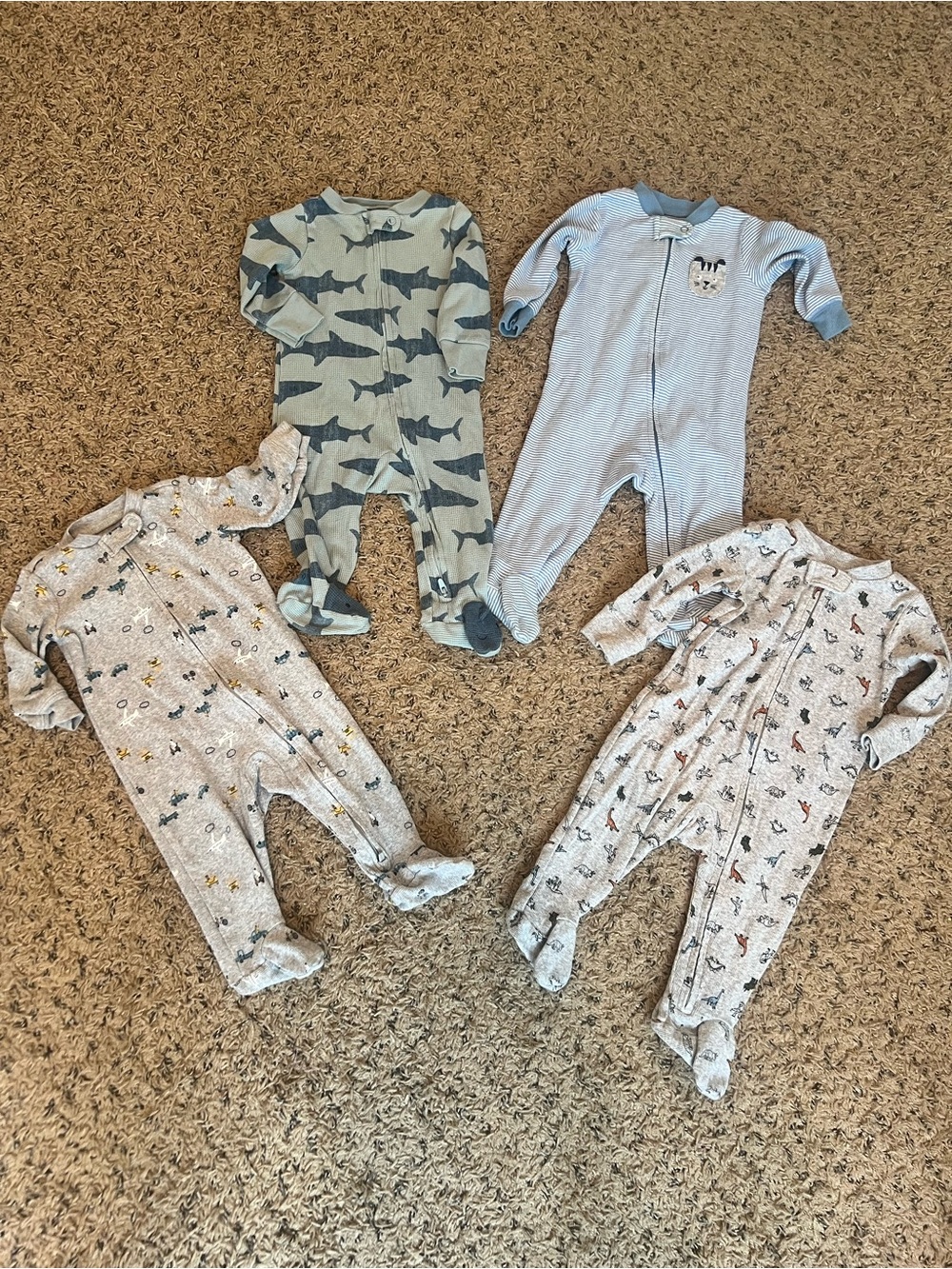 Bundle of Four Carter’s Textured 6 Month Boys Sleepers